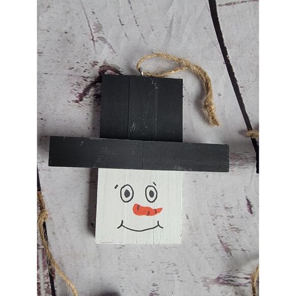 Handmade Lot 4 Wooden Handpainted Snowman Ornaments New Lot 1 - Picture 5 of 7